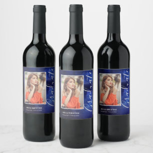 Blue Nebula Personalised Photo Graduation Wine Label