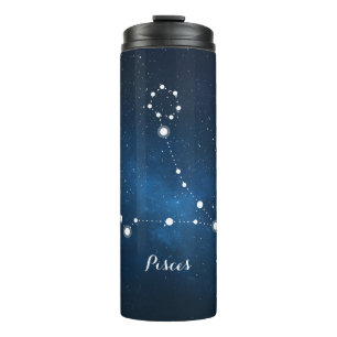 Blue Nebula Pisces Zodiac Sign Thermal Tumbler