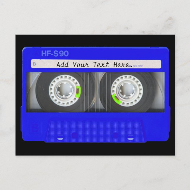 Blue Neon Cassette Tape Postcard (Front)