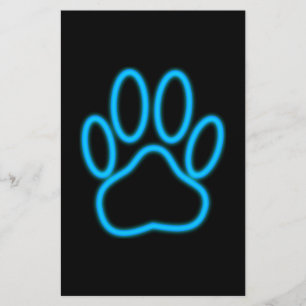 Blue Neon Dog Paw Print