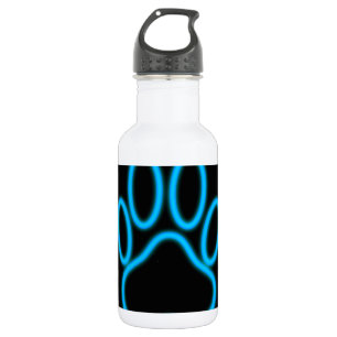 Blue Neon Dog Paw Print 532 Ml Water Bottle