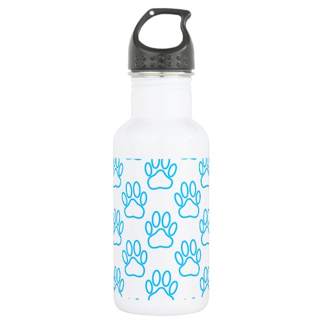 Blue Neon Dog Paw Print Pattern 532 Ml Water Bottle (Front)