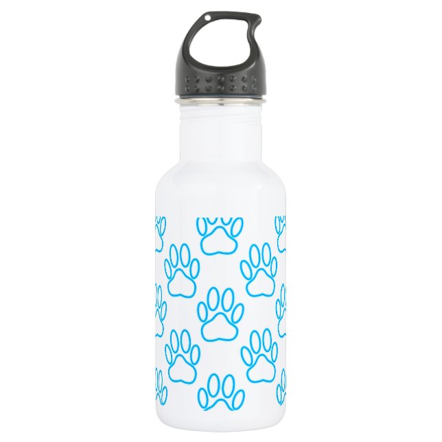 Blue Neon Dog Paw Print Pattern 532 Ml Water Bottle (Front)