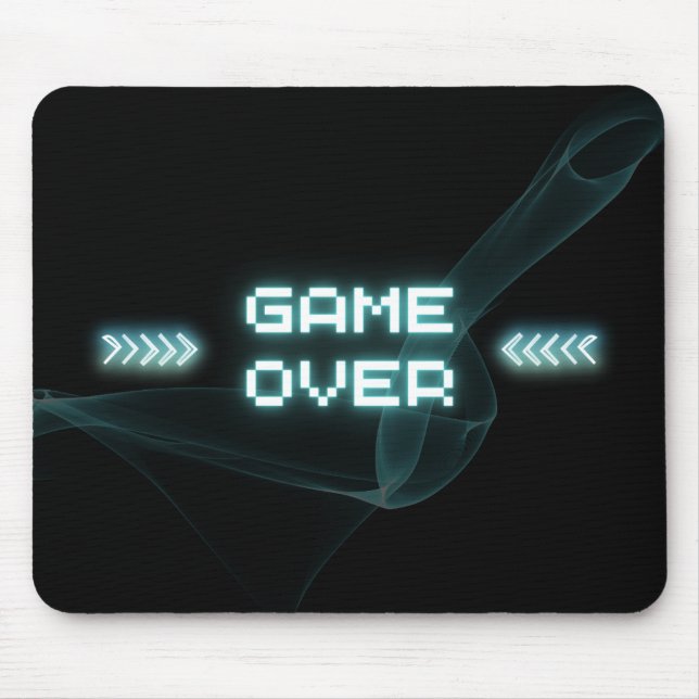Blue Neon Game Over Mouse Pad (Front)