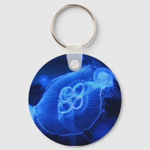 Blue Neon Jellyfish Key Ring
