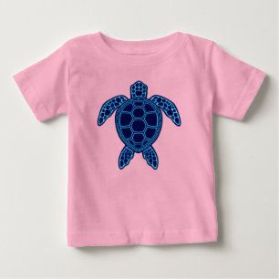 Blue Neon Lava Sea Turtle Symmetrical Design Baby T-Shirt