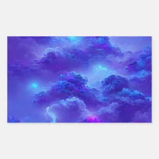 Blue neon lightning sky effect rectangular sticker