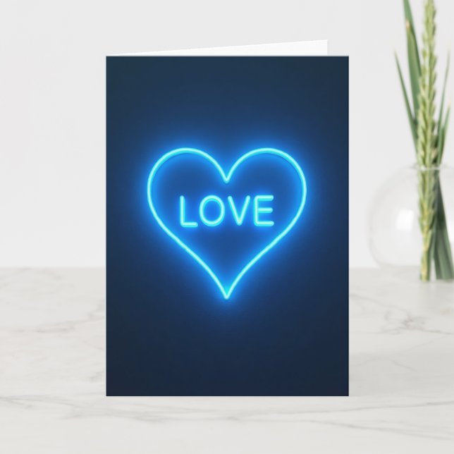 Blue Neon Love Card (Front)