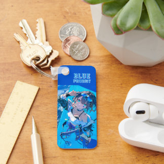 Blue Neon Prodigy Tokyo Cyberpunk Anime Impact Key Ring