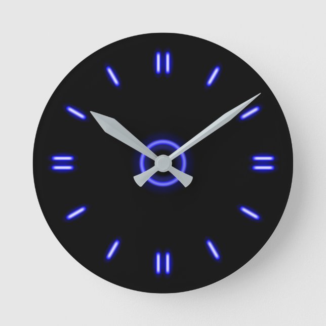 Blue Neon Round Clock (Front)
