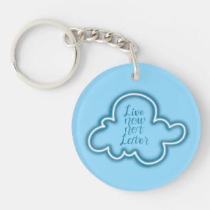 Blue Neon Sign Cloud Quote Key Ring