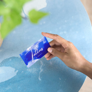 Blue Neon Tattoos Script  Business Card