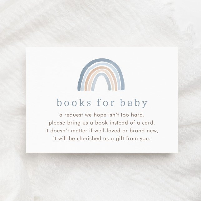 Blue Neutral Boho Rainbow Books For Baby Enclosure Card (Creator Uploaded)