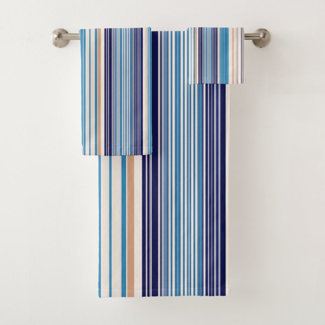 Blue Neutral Stripes  Bath Towel Set (Insitu)