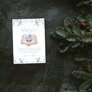 Blue New Chapter Floral Snowball Baby Shower  Thank You Card