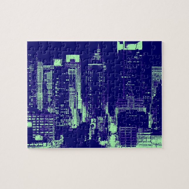 Blue New York City Jigsaw Puzzle (Horizontal)