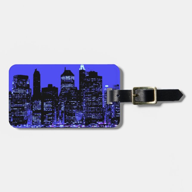 Blue New York City Luggage Tag (Front Horizontal)