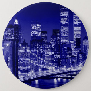 Blue New York City Night 6 Cm Round Badge