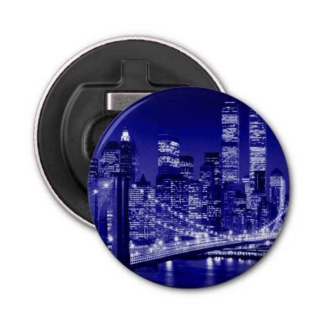 Blue New York City Night Bottle Opener (Front)