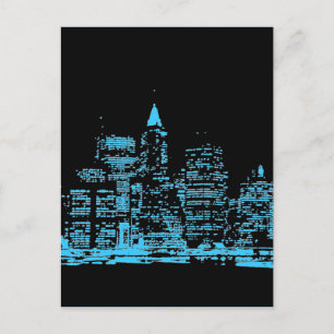 Blue New York City Night Postcard