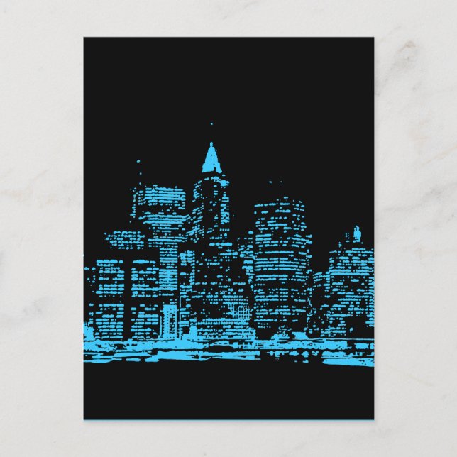 Blue New York City Night Postcard (Front)