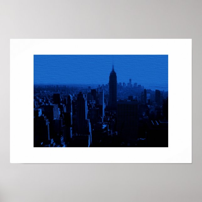 Blue New York City White Border Poster (Front)