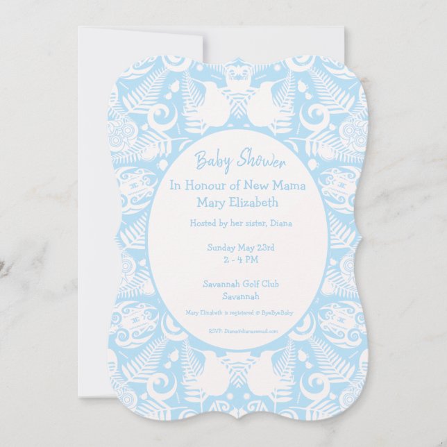Blue New Zealand Tribal Design Baby Shower - Boy Invitation (Front)