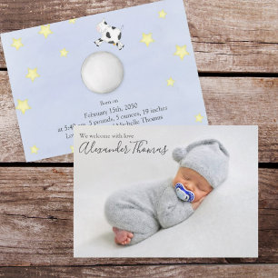 Blue Newborn Photo Nursery Rhyme Announcement