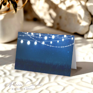 Blue Night and Silver Lights Wedding Place Card