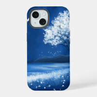 Blue Night Beach Mountain Scene
