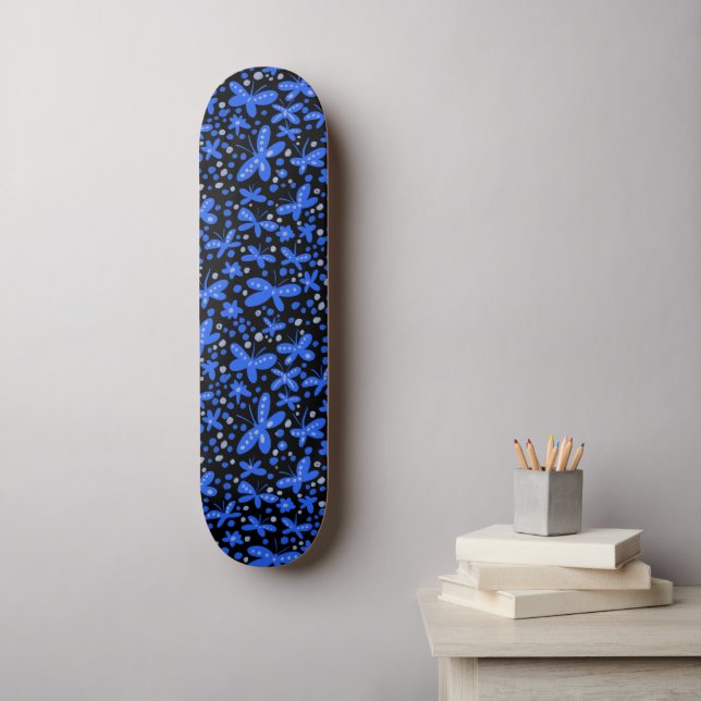 Blue Night Butterflies  Skateboard (Wall Art)