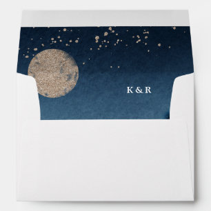 Blue Night Landscape Pre-Addressed Wedding Envelope
