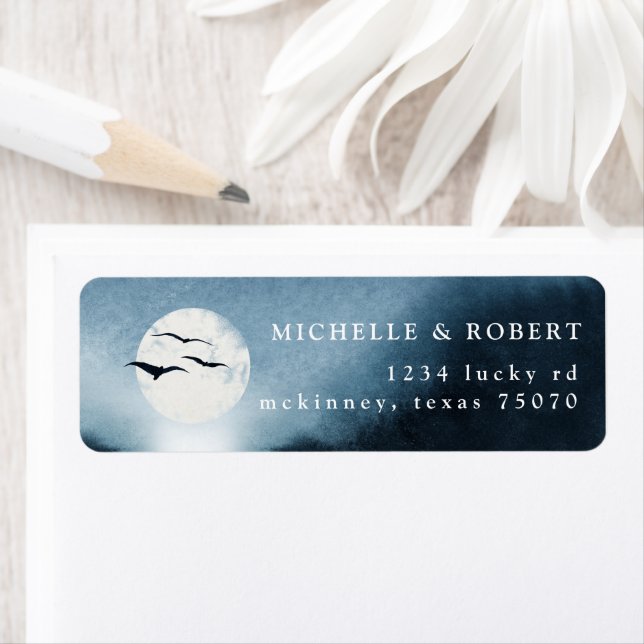 Blue Night Landscape Return Address Label (Insitu)