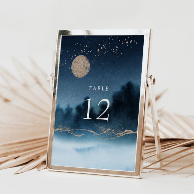 Blue Night Landscape Wedding Table Number (Creator Uploaded)