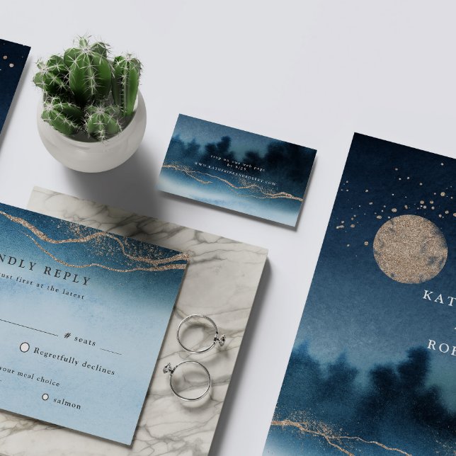 Blue Night Landscape Wedding Website Card (Creator Uploaded)