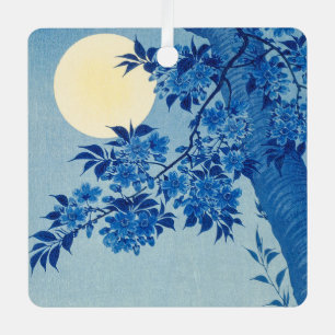 Blue Night Moon Cherry Tree Japanese Metal Tree Decoration