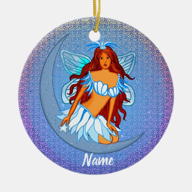 Blue Night Moon Fairy ornament (Front)