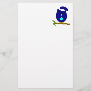 Blue Night Owl Design Stationery