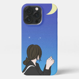 Blue Night Sky Anime Girl iPhone 13 Pro Case