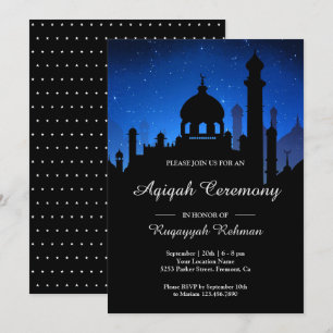 Blue Night Sky Arabian Nights Aqiqah Invitation