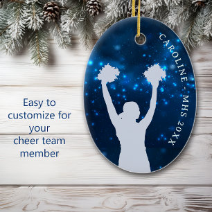 Blue Night Sky Cheer Team Award Ceramic Ornament