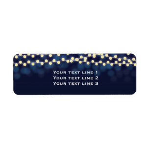 Blue Night Sky String Lights Chic Wedding Labels