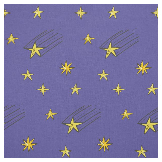 Blue Night Sky With Shooting Star Fabric by Yard (Swatch)