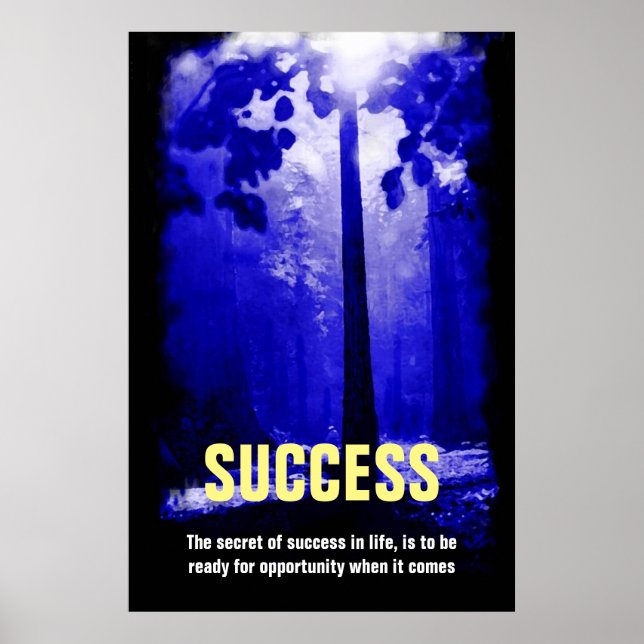 Blue Night Tree Success Quote Inspirational Poster (Front)
