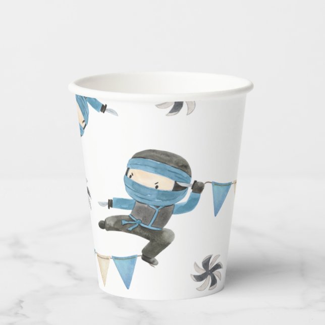 Blue Ninja Party Paper Cups (Front)