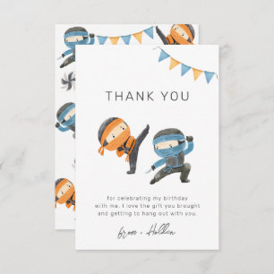 Blue Ninja Party Thank You Card