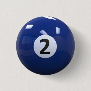 Blue No. 2 Billiard Pool Ball 3 Cm Round Badge