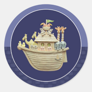 Blue Noah's Ark Classic Round Sticker