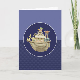 Blue Noah's Ark Greeting Card