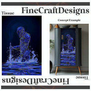 Blue Noble Knight With Sword Decoupage Left 150 Tissue Paper